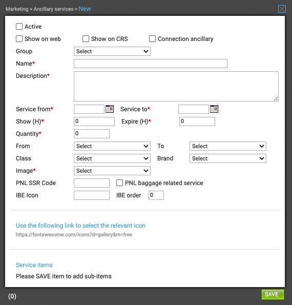 Create ancillary items and services – GO7 PSS Support